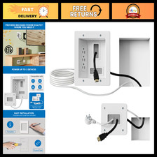 In-Wall TV Cable Concealer Kit – Recessed Power, Triple Outlet, 9ft Cord, Hand S picture