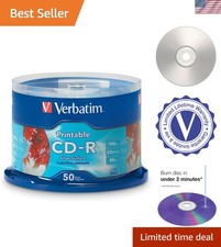High-Speed 52X 50pk Silver Inkjet Printable CD-R 700MB - Archive with Ease picture