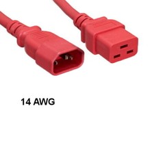 [Lot10] Red 3Ft Heavy Duty Power Cord IEC-60320 C14 to C19 14AWG 15A/250V PDU UP picture