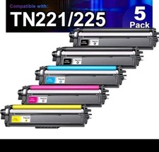 EZink Premium Toner Cartridge TN225 TN221 5 Pack (2) Black, Magenta, Yellow Cyan picture
