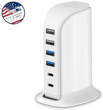 Cargador USB multidispositivo de 45 W, bloque de carga rápida con dos puertos ti picture