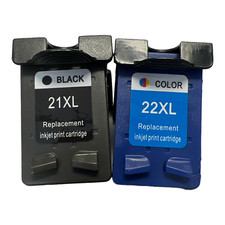 2 pk Ink For Reman HP 21XL 22 XL Deskjet D1445 D1470 D1520 officeJet J3640 J3650 picture