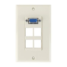 Construct Pro VGA Keystone Wall Plate (4 Ports, Light Almond) picture