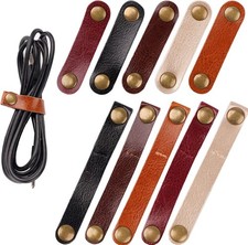 20 Pack Leather Cable Straps Cord Organizers Leather Cable Ties Cord Snap on Cor picture