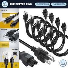 5-Pack 10ft 3 Prong Power Cord - AC Replacement Cable for TV, Monitors, Computer picture