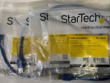 Startech USB3SAB1 1ft USB 3.0 Cable A to B M-M Blue Lot Of 4 NEW picture