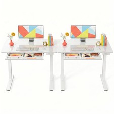 Glass Standing Desk 37 x 22 Inch 4 Zone Drawer Storage 2 Pack White Marsail picture