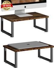 Wood Monitor Stand Riser, 2 Pack, Antique Brown | Desk Storage Organizer, Deskto picture