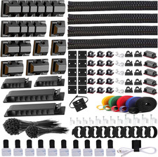 Cable Management Kit 327 pcs with Cable Sleeves Clips Holders Ties Mounts Black picture