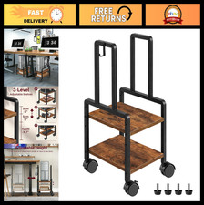 Adjustable 2-Tier Computer Stand with Locking Wheels & Hooks, CPU Cart for Home/ picture