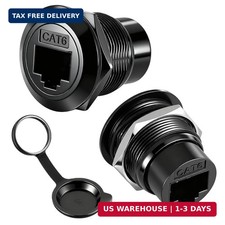 2 Pack RJ45 CAT6 Panel Mount Adapter Bulkhead Feed Thru Coupler with Waterproof picture
