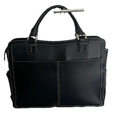 Franklin Covey Unisex Black Leather Briefcase Laptop Bag Office Professional picture