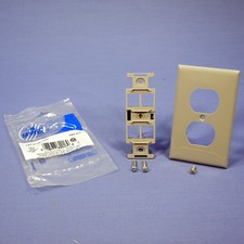 Leviton Gray Quickport 1-Gang 4-Port Duplex Wallplate Quad 106 Insert 41087-QGP picture