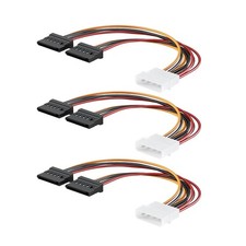 3 Pack 4 Pin Molex to Dual SATA Power Y-Cable Adapter, 4 Pin Male IDE Molex picture