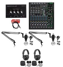 2-Person Podcast Podcasting Recording Kit w/Mackie ProFX10 v3 Mixer+Boom Arms picture