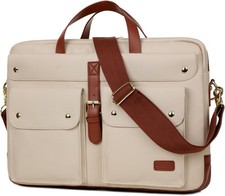 Baosha Vegan Leather 17 inch Laptop Computer Bag Messenger Beige  picture