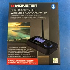 Monster Bluetooth 2 In 1 Wireless Audio Adapter - Black New in Box Sealed picture