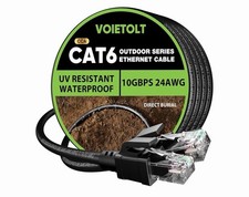 VOIETOLT Cat 6 Outdoor Ethernet Cable 200 ft   24AWG  10Gbps  Cat6  100FT  Black picture