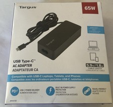 Targus 65W USB-C Adapter Laptop Tablet Phone Charger 5.9 ft. in Black New OB picture