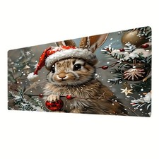 Cute Rabbit Design Mouse Pad for The Holiday, Christmas-Themed Desk Decoration picture