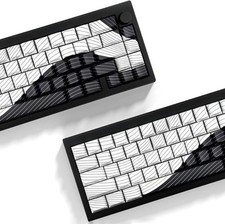 Tsungup PBT Keycaps,White & Black Topographic 128 Keys Shine Black&White  picture