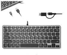 Macally Wired Keyboard for Mac with USB Hub (2x USBC / 1x USBA) - Compatible Sma picture