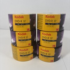 6 X Kodak 16x 4.7GB 120-Min. DVD-R Media 50 Packs Spindle NEW Sealed (300 Total) picture