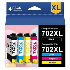 4PCS 702XL T702XL Ink Cartridge For Epson WorkForce Pro WF-3720 WF-3730 WF-3733 picture