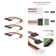 3 Pack 4 Pin Molex to Dual SATA Power Y-Cable Adapter, 4 Pin Male IDE Molex to picture