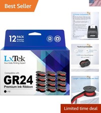 12 Pack Universal Calculator Ribbon - Reliable GR24 Black/Red Ink for All Models picture