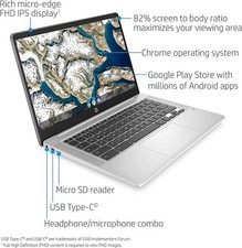 HP 14a-na0023cl 14 inch (64GB, Intel, 2.60GHz, 4GB) Laptop - Silver - 1G128UA picture