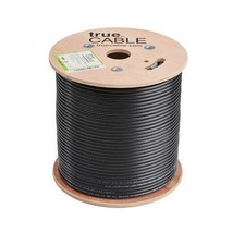 trueCABLE RG6 Quad Shield Riser Coax Cable 500ft Black - New Sealed - CMR Rated picture