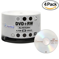200 Pack Smartbuy Blank DVD+RW 4x 4.7GB Branded Logo Rewritable DVD Media Disc picture