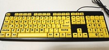 EZ Eyes Large Print Keyboard Model KB520 High Visibility Yellow Keys Low Vision picture