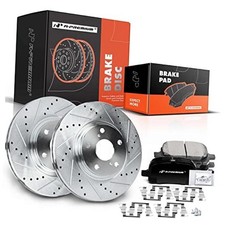  11.65 inch (296mm) Disc Brake Rotors + Ceramic Pads Front Drilled and Slotted picture