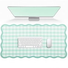 Scalloped Gingham Pink Desk Mat,Large Cute Desk Pad for Keyboard Mouse,Girly ... picture