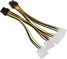 2PCS 20Cm Dual Molex 4-Pin Male to 8-Pin Male PCI Express Power picture