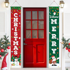 Merry Christmas Decorations Banner, Xmas Outdoor Yard Porch Door Sign Set Welcom picture