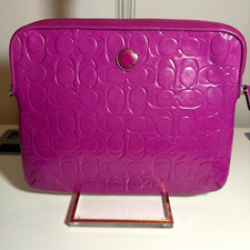 Coach Signature Pink Patent Leather Padded Sleeve for Tablet picture