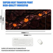 1 XXL Large Mouse Pad Featuring a Dark-toned Autumn Scene with Falling Orange- picture