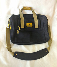 London Fog Briefcase Men OS Black Tan Laptop Messenger Shoulder Travel Work Bag picture