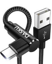 2x 10ft USB to USB C Cable 90 Degree Right Angle Fast Charge Cord Black picture