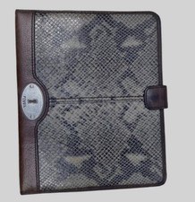 Vintage Fossil Brown Leather Key Snakeskin Embossed 10