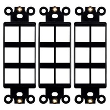 3 Pcs 6 Port Hole Keystone Jack Insert Decora Wall Plate Faceplate 1-Gang Black picture