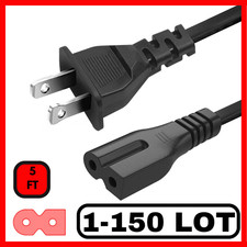 Lot of 1-100 2 Prong 5Ft Polarized Power Cord For Vizio, Sony LED TV, PS1 picture