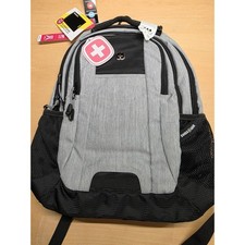 SwissGear Laptop Backpack Gray Black Travel School Bag with Tablet Sleeve NEW picture