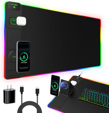 Large RGB Gaming Mouse Pad with Magnetic Wireless Charger Foldable Phone Holder picture