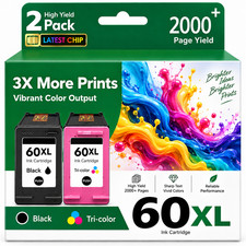 60XL Ink Cartridges 2Pack (Color/Black) Compatible For DeskJet F4480 D2530 F4280 picture