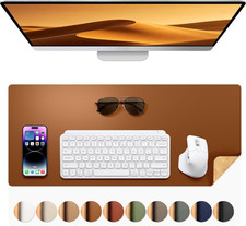Aothia Double-Sided Desk Pad, Leather Desk Mat, Eco Cork Desk Pad Protector, Lar picture