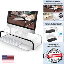 AboveTEK Monitor Stand 20 inch Acrylic Black and White MS-202A picture